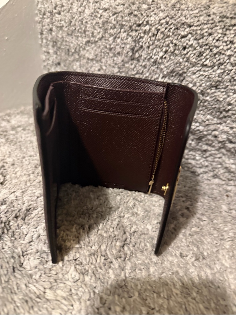 Coach Small Trifold Wallet in the color Metallic Plum sold - Picture 3 of 3